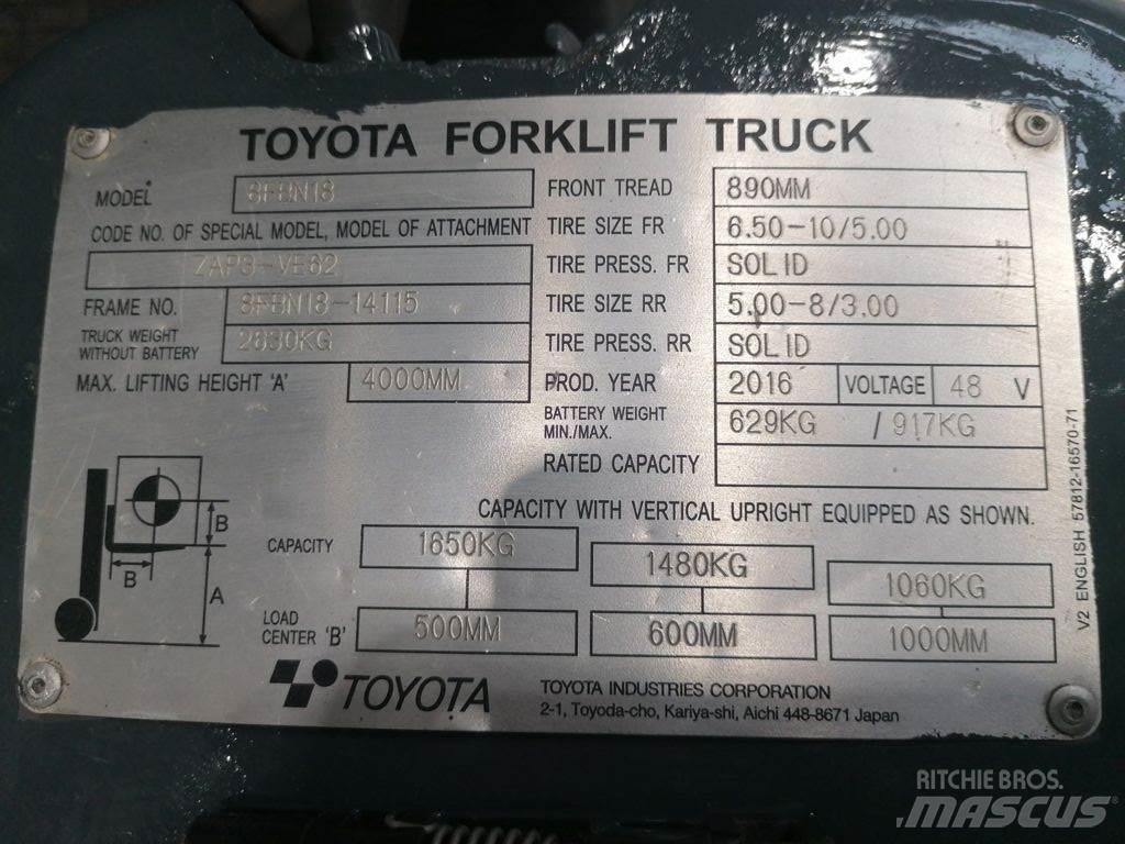 Toyota 8FBN18 El gaffeltrucks