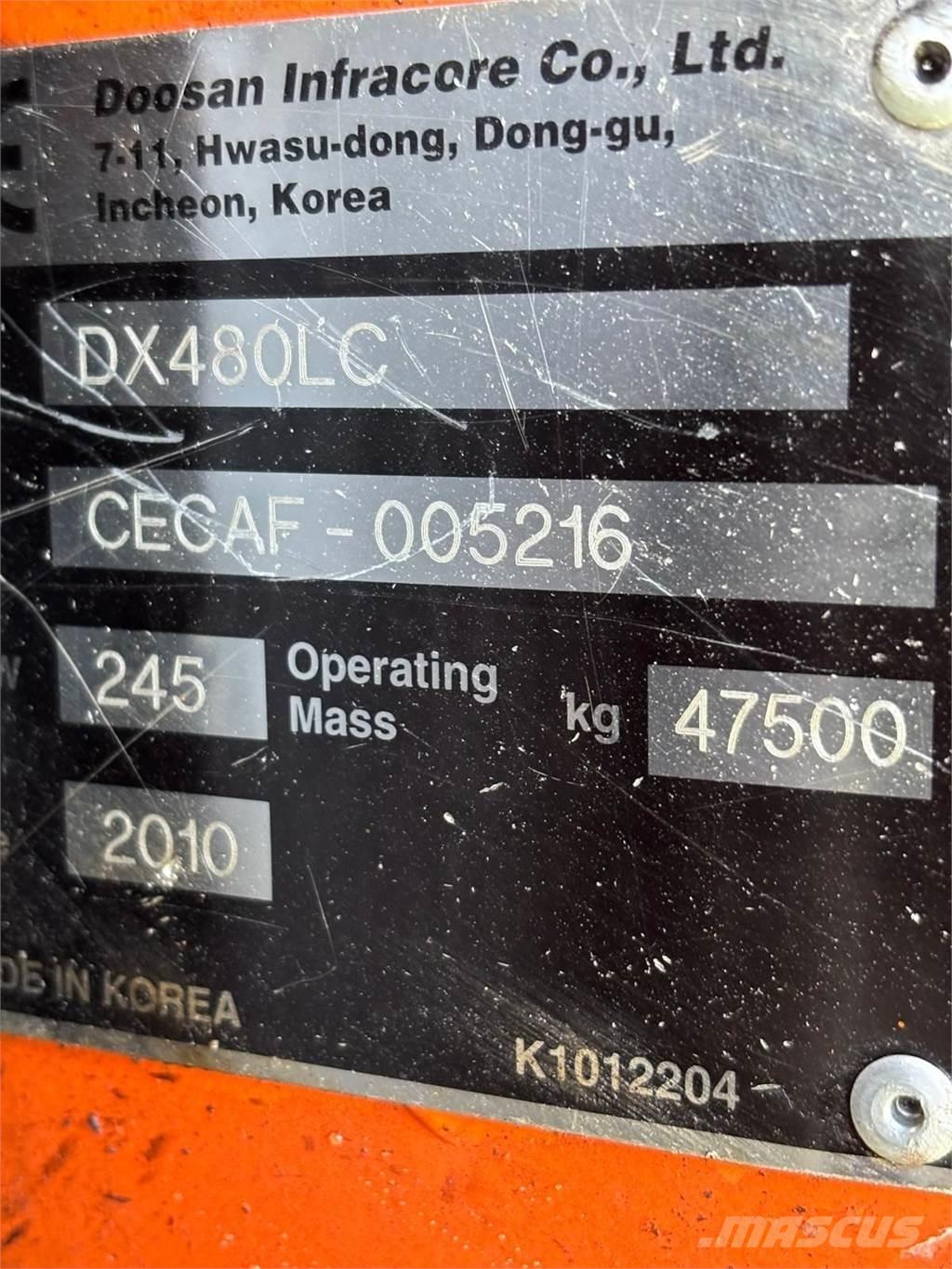 Doosan DX480LC Gravemaskiner på larvebånd