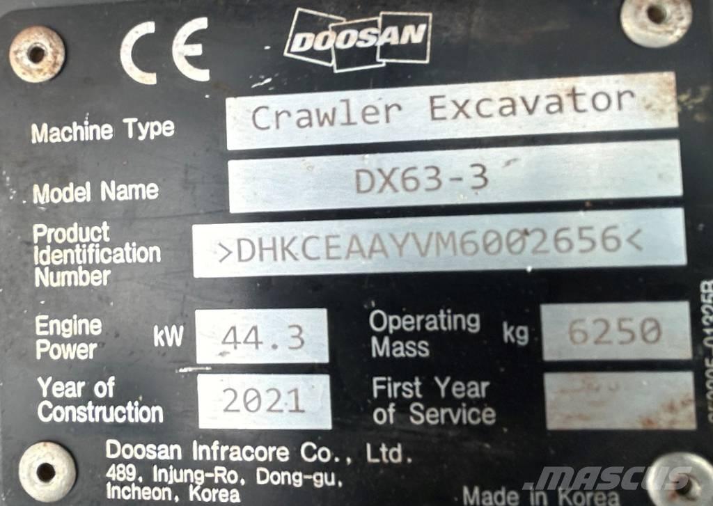 Doosan DX63-3 Gravemaskiner på larvebånd