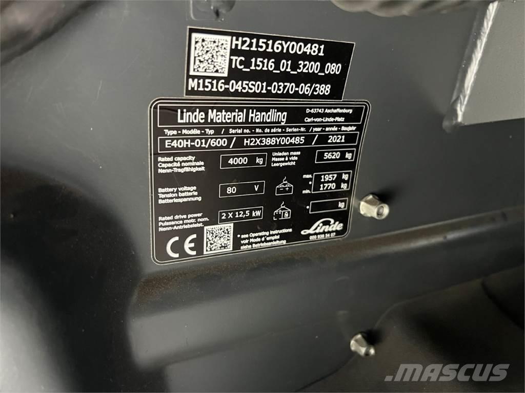Linde E 40H-01 / 600 El gaffeltrucks