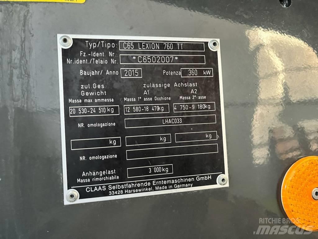 CLAAS Lexion 760 TT Mejetærskere
