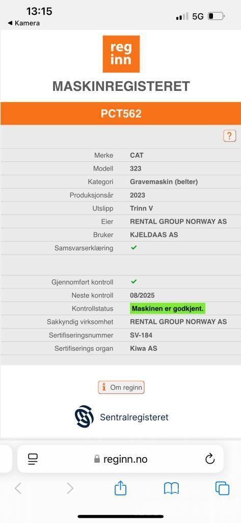 CAT 323 SLR Gravemaskiner med lang gravebom