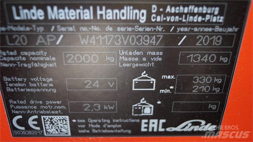 Linde L20APi Gaffelstabler med gående fører