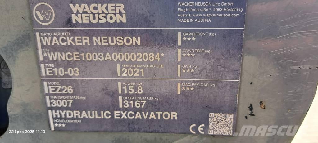 Wacker Neuson EZ 26 Gravemaskiner på larvebånd