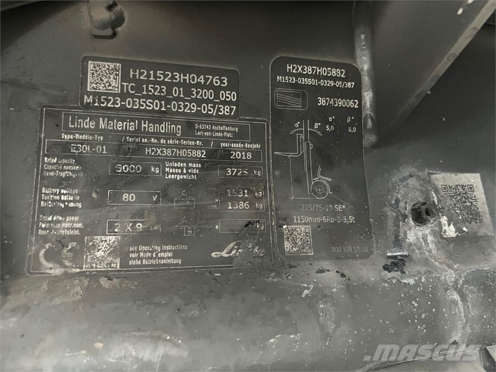 Linde E30L-01 El gaffeltrucks