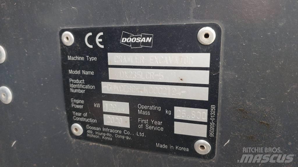 Doosan DX235LCR-5 Gravemaskiner på larvebånd