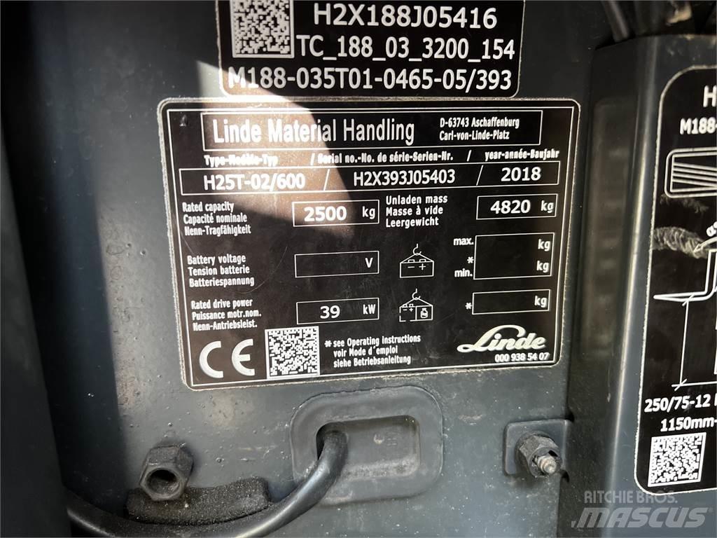 Linde H25T/600 LPG gaffeltrucks