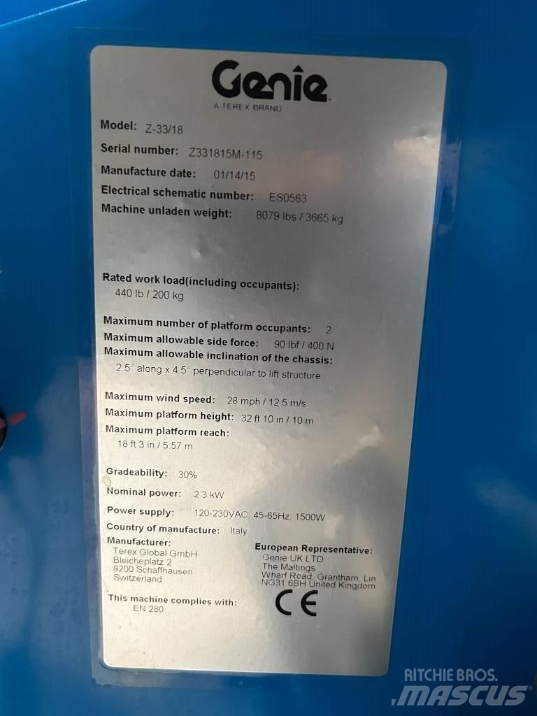 Genie Z 33/18 Bomlifte med knækarm