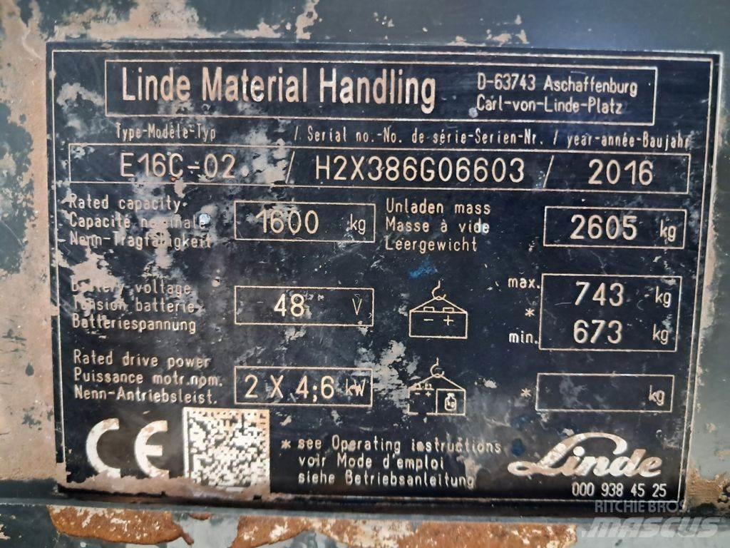 Linde E16C-03 El gaffeltrucks
