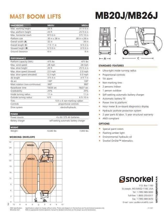 Snorkel MB26J Søjlelifte