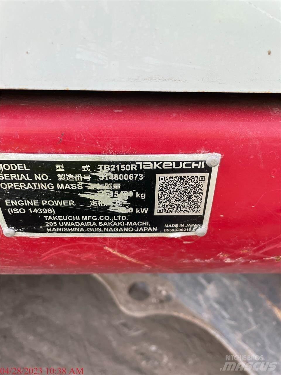 Takeuchi TB2150R Gravemaskiner på larvebånd