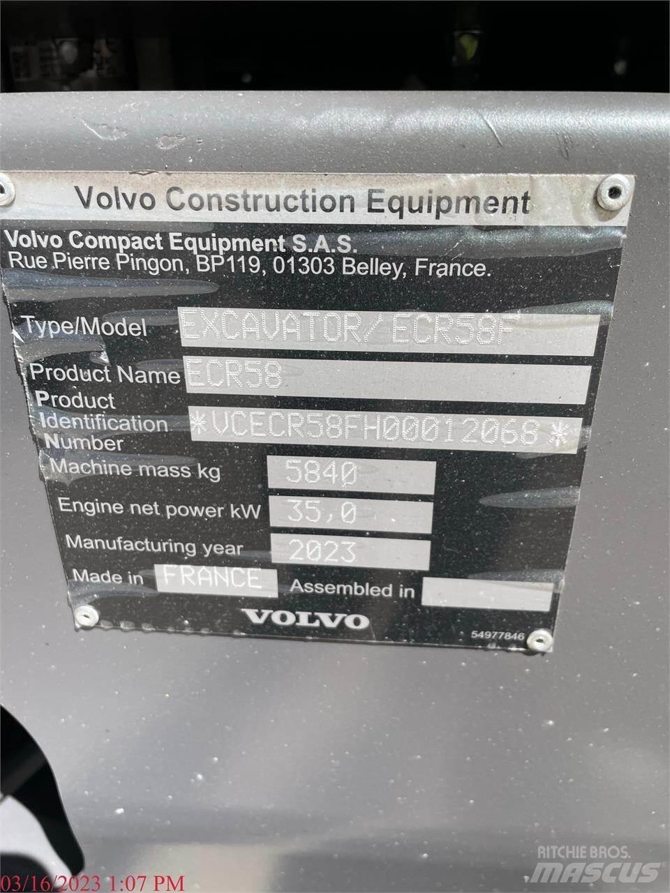 Volvo ECR58F Gravemaskiner på larvebånd