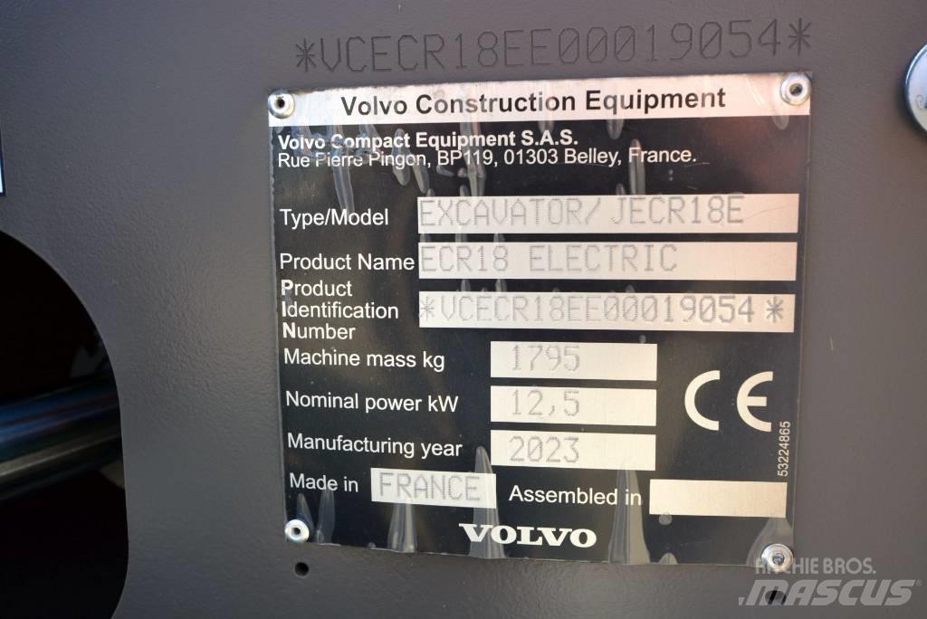 Volvo ECR18 electric Minigravemaskiner