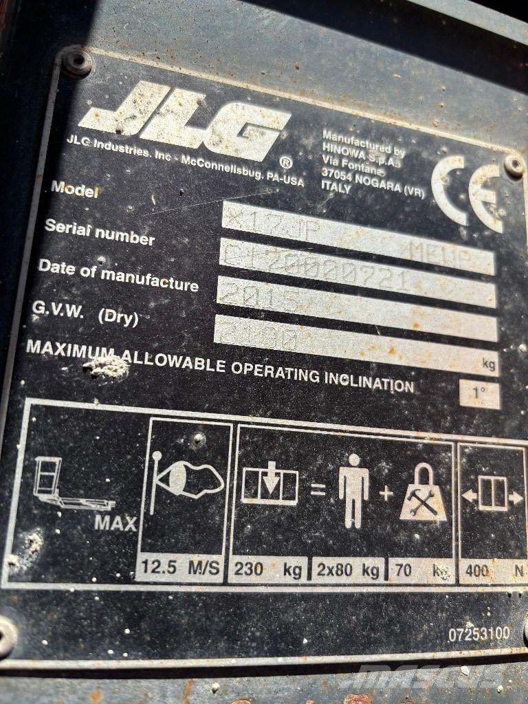 JLG X 17 J Plus Bomlifte med knækarm