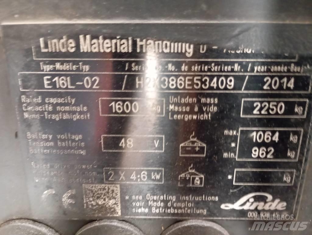Linde E 16 El gaffeltrucks