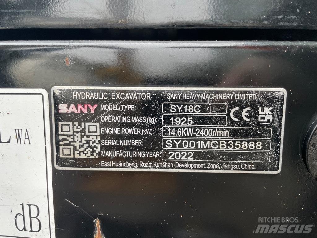 Sany SY 18 C Minigravemaskiner