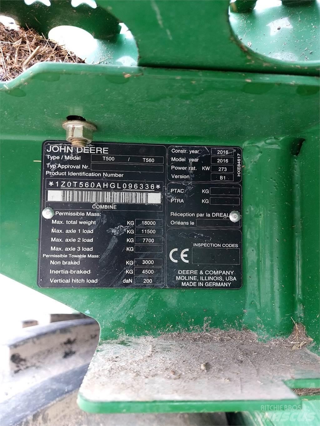 John Deere T560 Mejetærskere