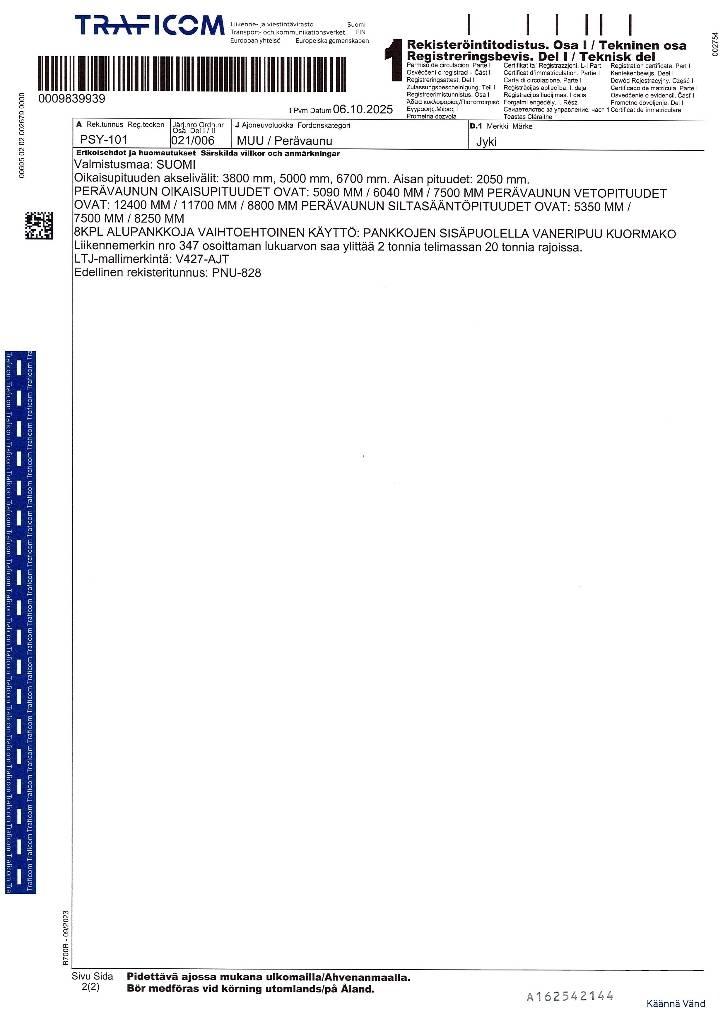 Jyki V427-AJT Anhænger til tømmer