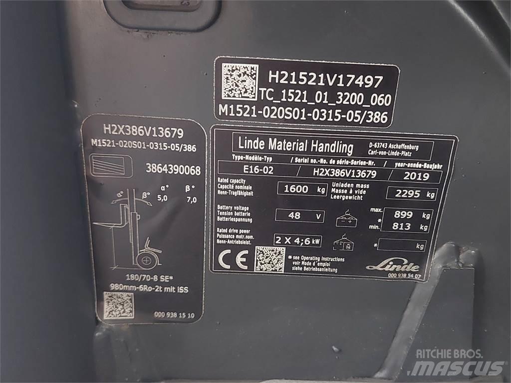 Linde E16 02 El gaffeltrucks