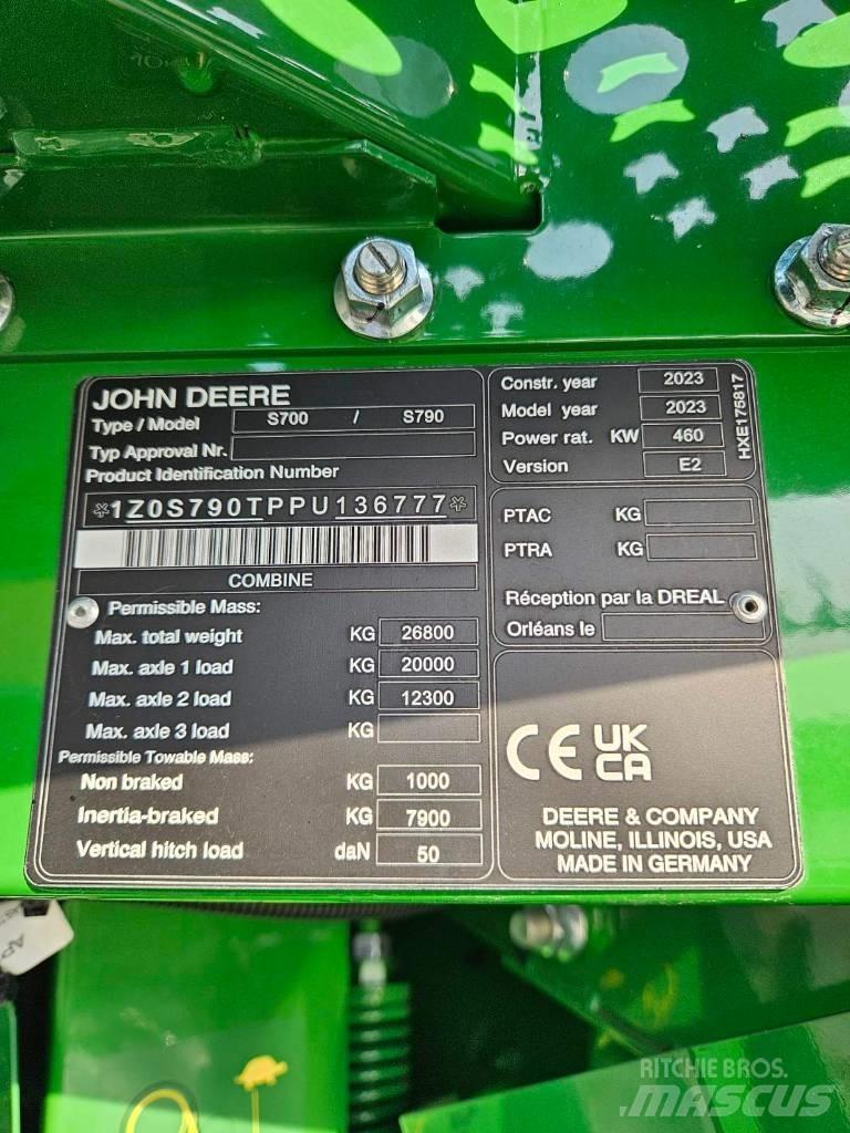 John Deere S790 Mejetærskere