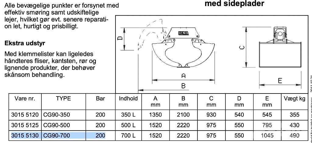 Hema HU90-700 Tilbehør til læssehåndtering