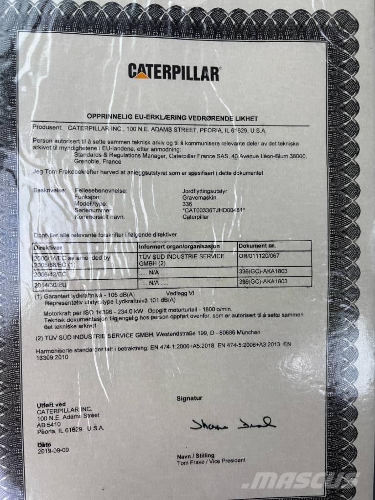 CAT 336 Gravemaskiner på larvebånd