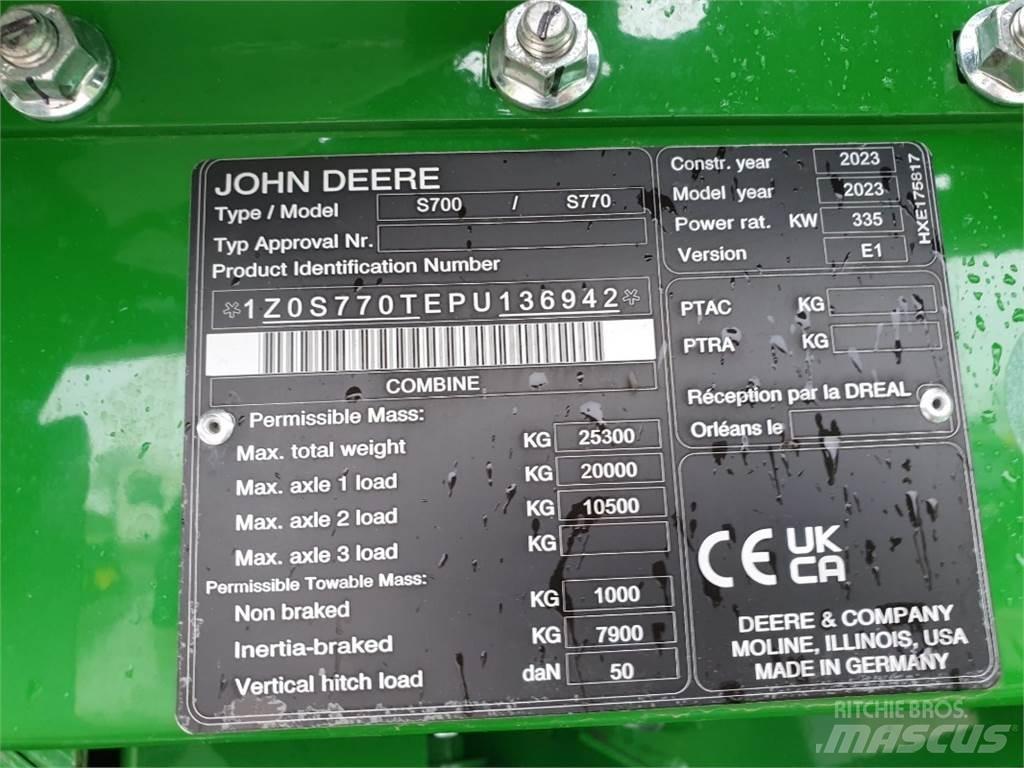 John Deere S770 Mejetærskere