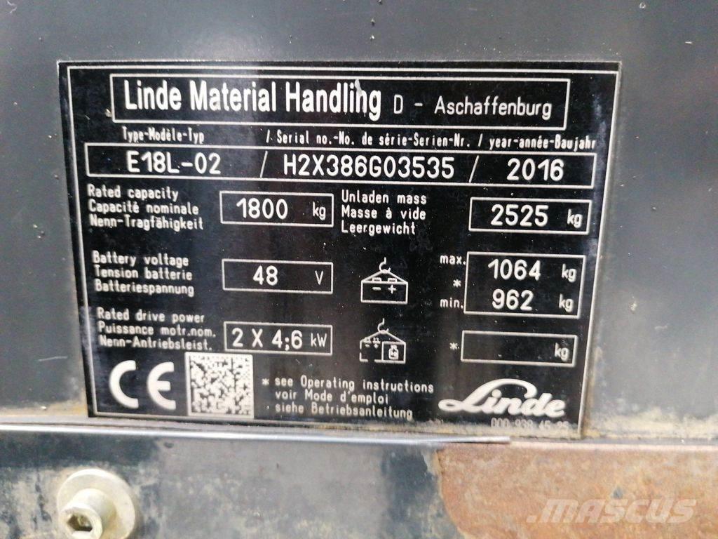 Linde E18L-02 El gaffeltrucks