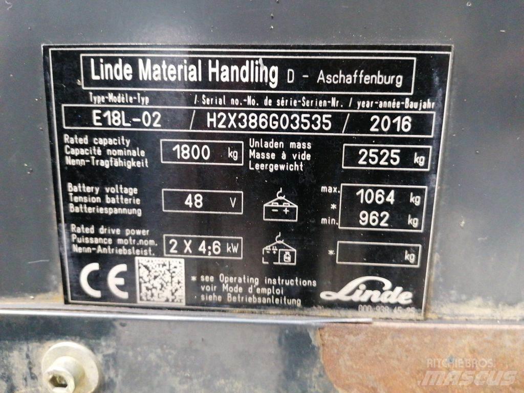 Linde E18L-02 El gaffeltrucks
