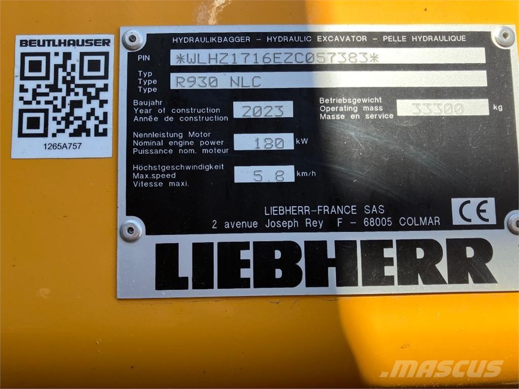 Liebherr R930 Gravemaskiner på larvebånd