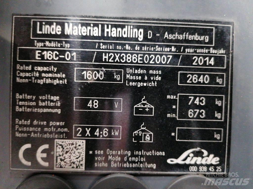 Linde E16C-01 El gaffeltrucks