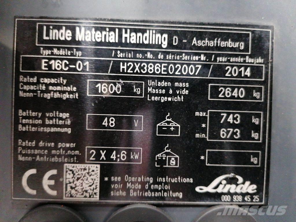 Linde E16C-01 El gaffeltrucks