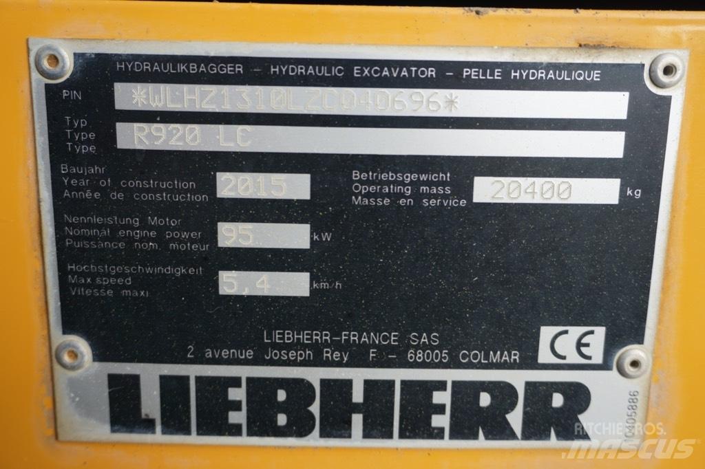 Liebherr R 920 LC Gravemaskiner på larvebånd