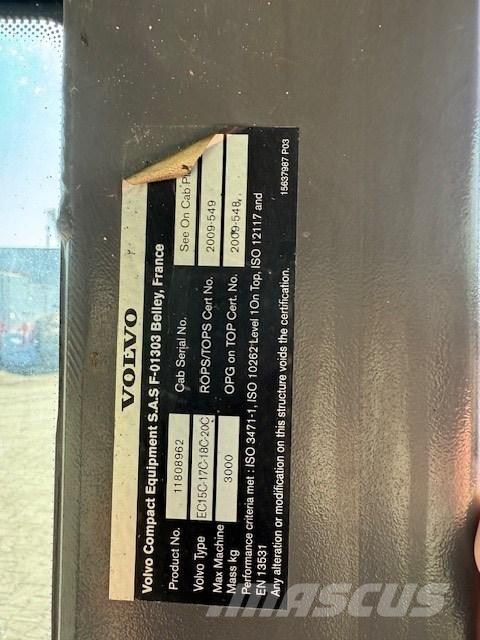 Volvo EC15 C CAB Kabiner og interiør