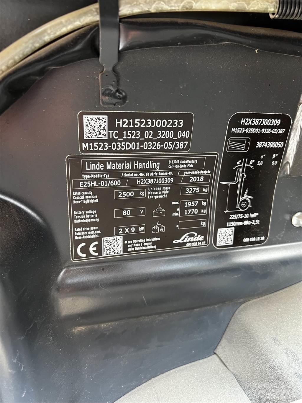 Linde E25/600HL El gaffeltrucks