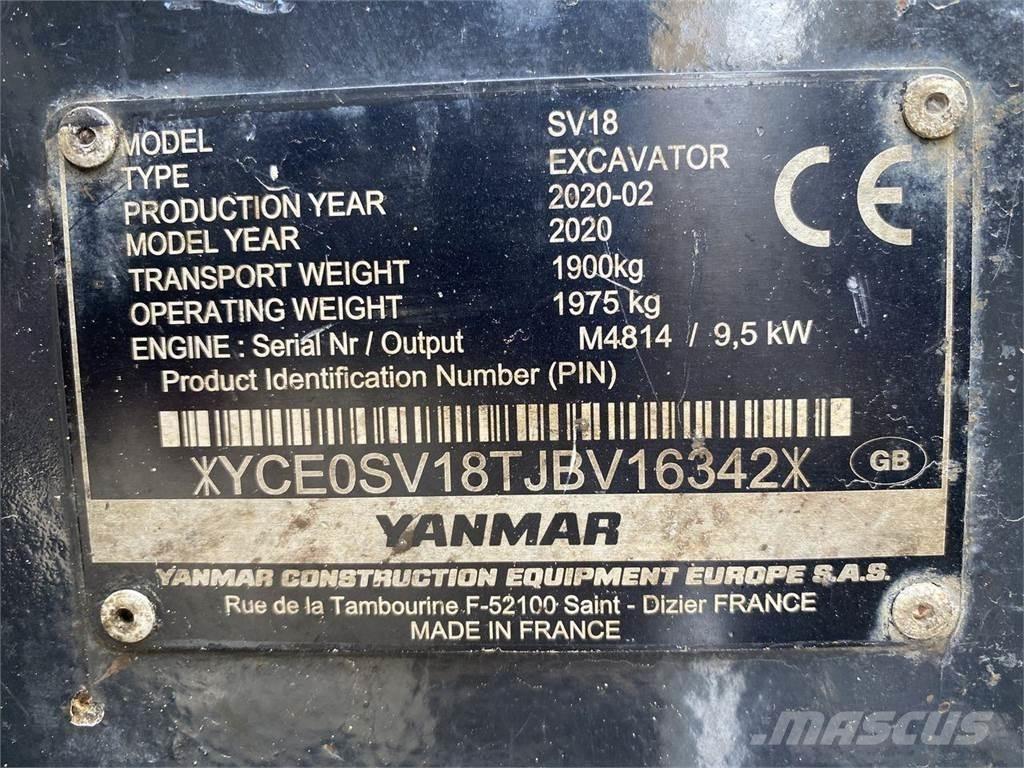 Yanmar SV18 Gravemaskiner på hjul
