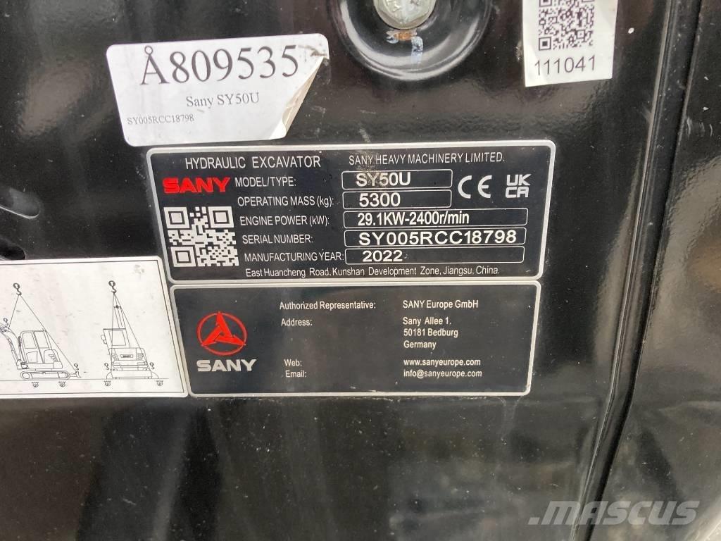Sany SY 50 U Minigravemaskiner