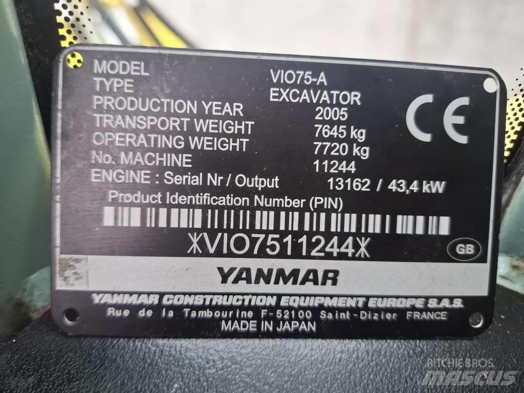 Yanmar Vio 75 A Midi-gravemaskiner 7t - 12t
