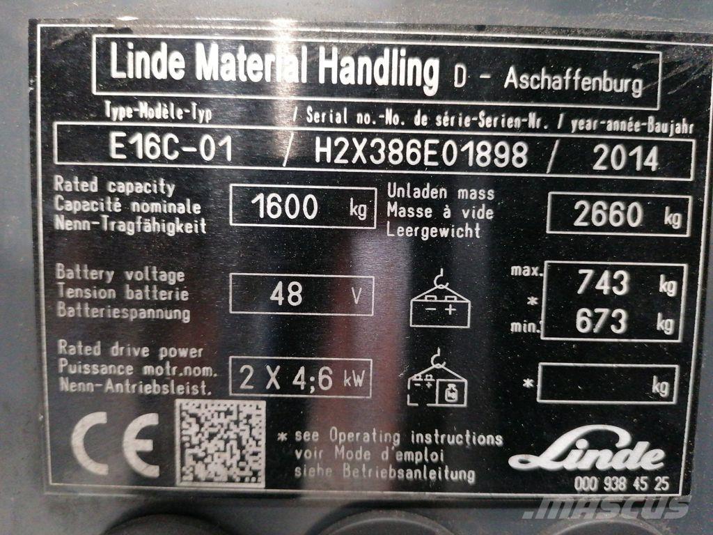 Linde E16C-01 El gaffeltrucks