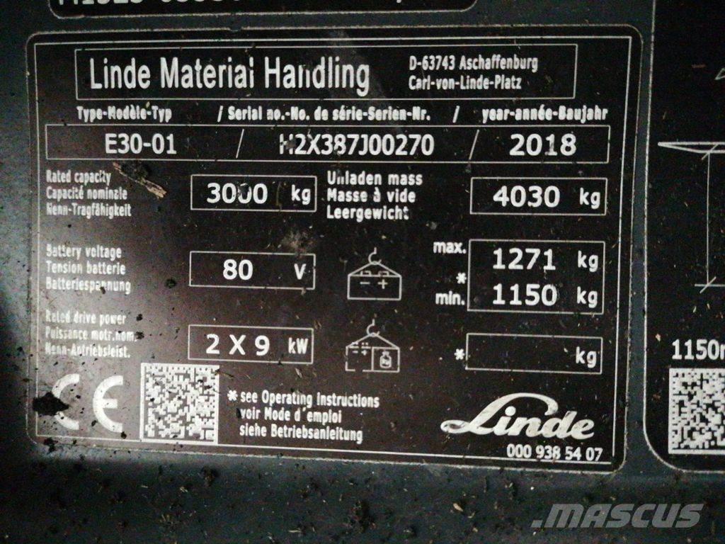 Linde E30-01 El gaffeltrucks