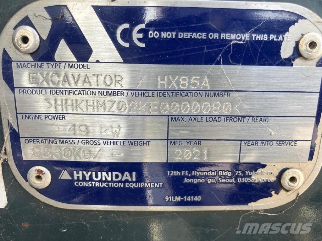 Hyundai HX 85 A Midi-gravemaskiner 7t - 12t