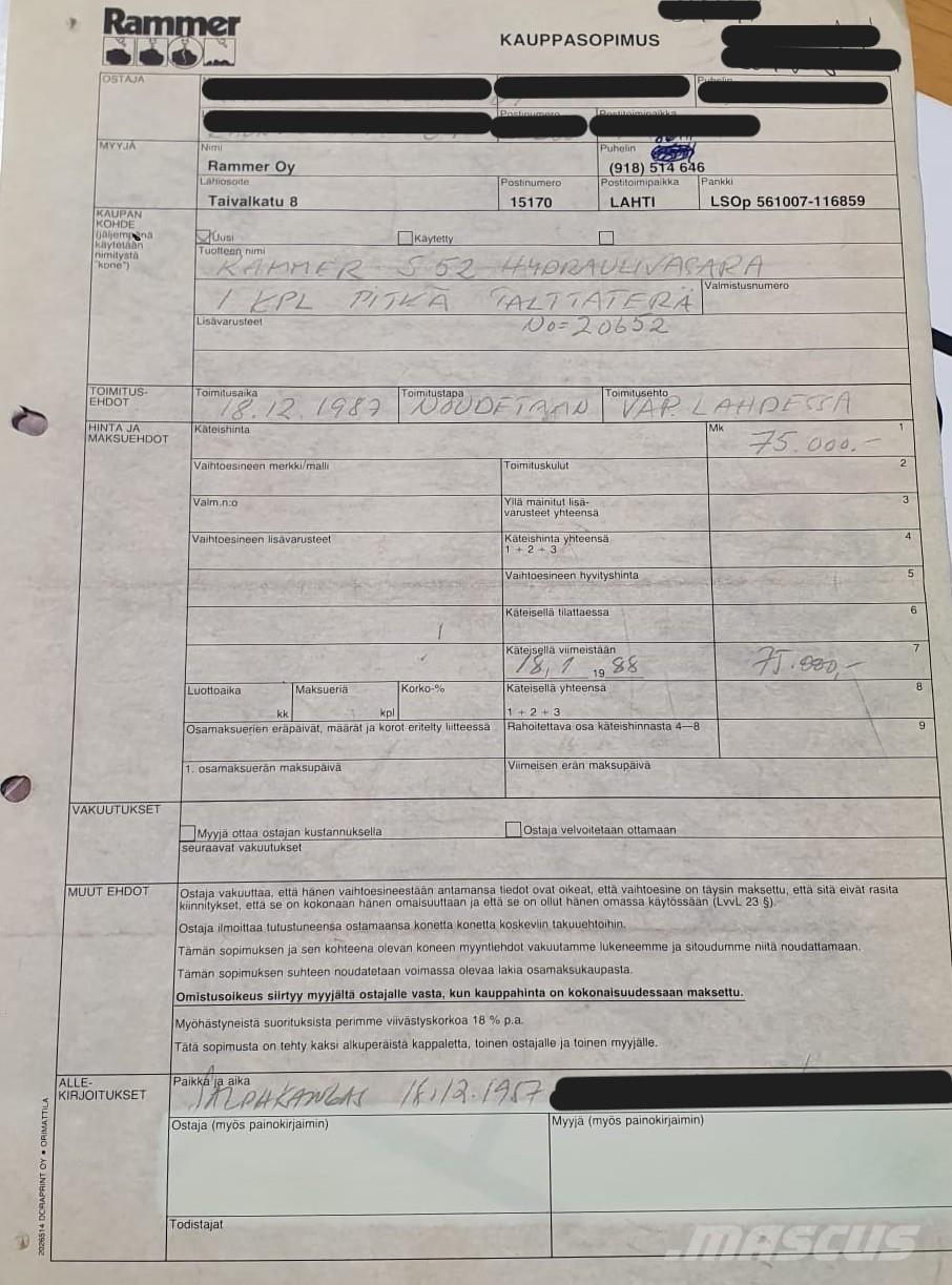 Rammer S52 Hydraulik / Trykluft hammere