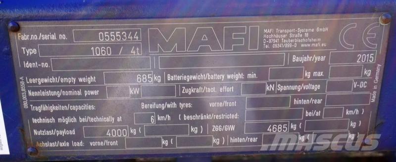 Mafi 1060 / 4t Anhænger med lad/Flatbed