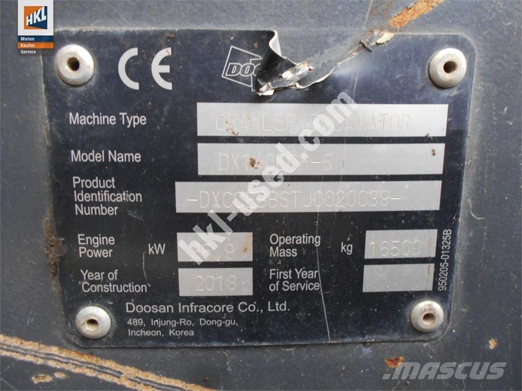 Doosan DX 140 LCR-5 Gravemaskiner på larvebånd
