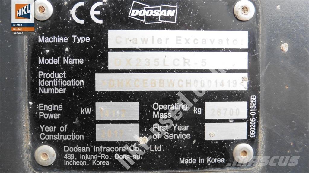 Doosan DX 235 LCR-5 Gravemaskiner på larvebånd