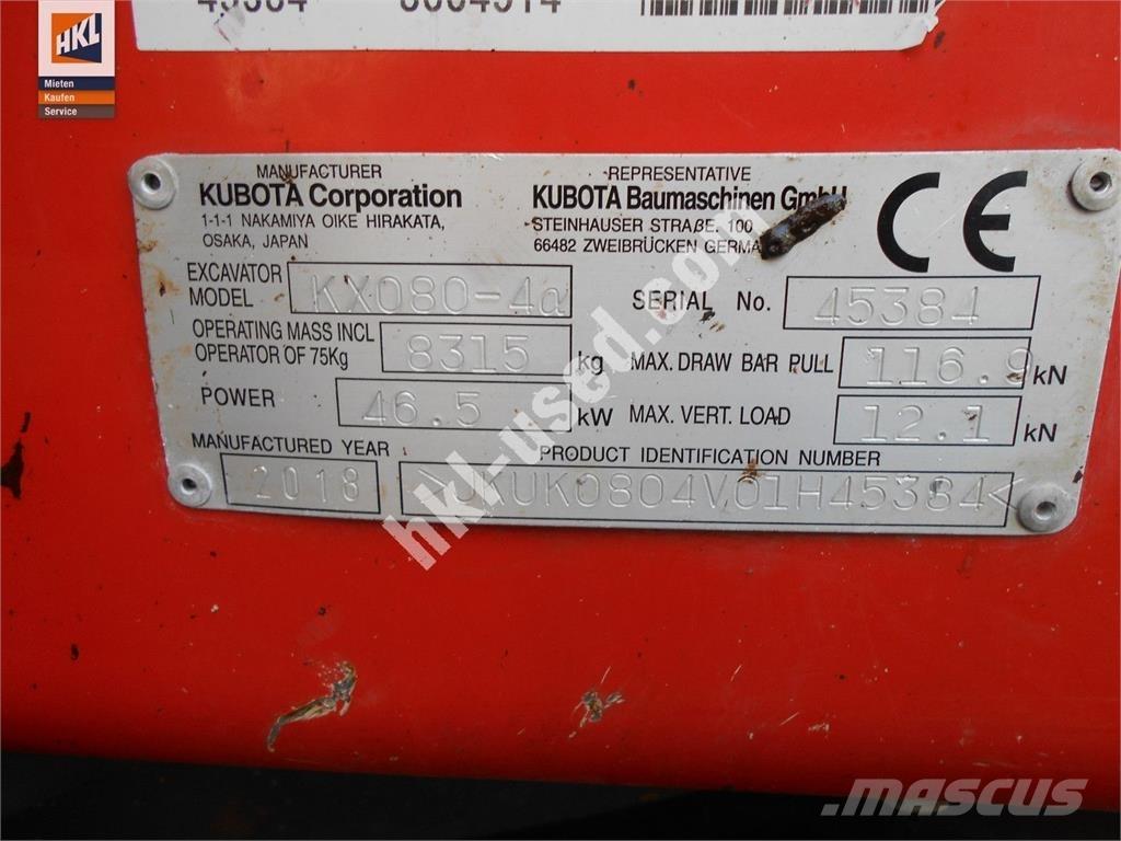 Kubota KX 080-4 Minigravemaskiner
