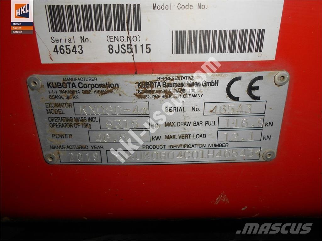 Kubota KX 080-4 Minigravemaskiner
