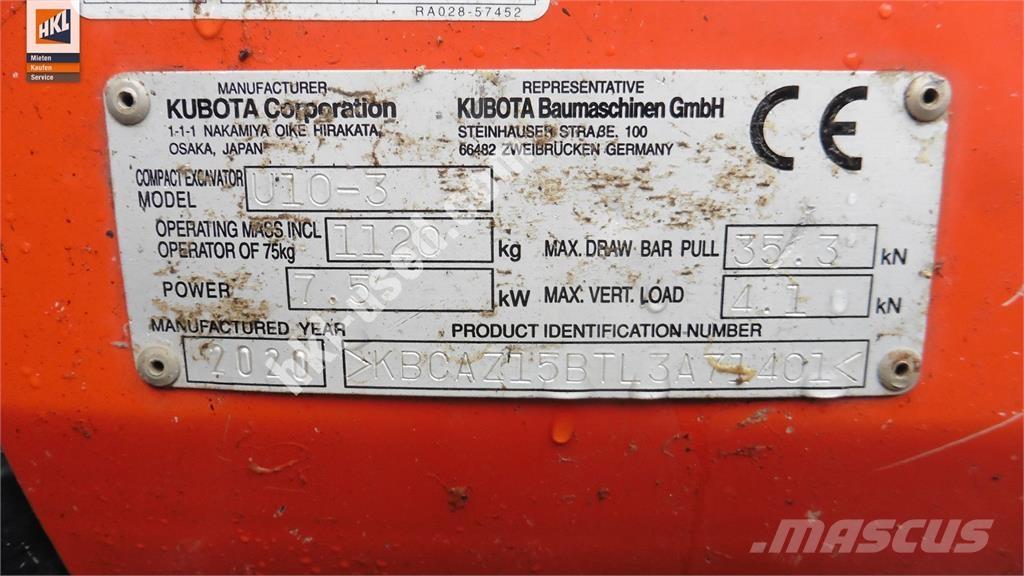 Kubota U 10-3 Minigravemaskiner