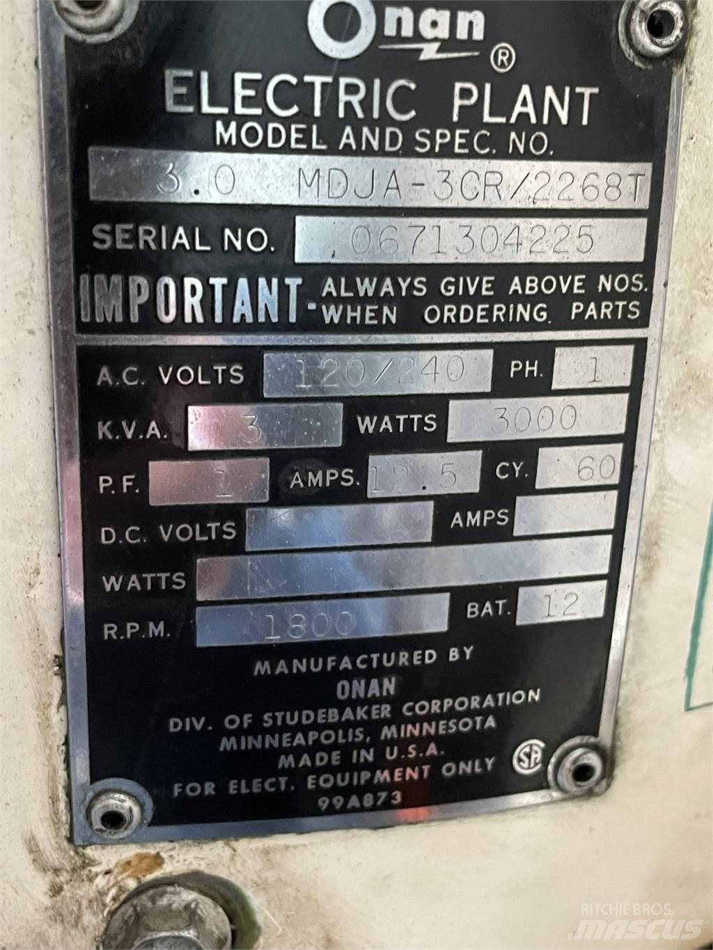  3 kVA ONAN 1 Cyl. Diesel Andre generatorer