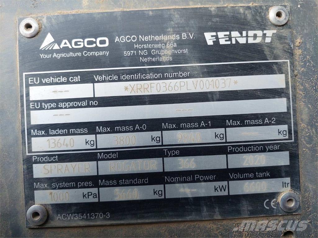 Fendt ROGATOR 366 Trailersprøjter